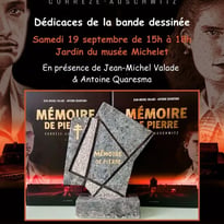 Séance de dédicaces de la bande dessinée "Mémoire de pierre"