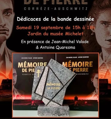 Séance de dédicaces de la bande dessinée "Mémoire de pierre"