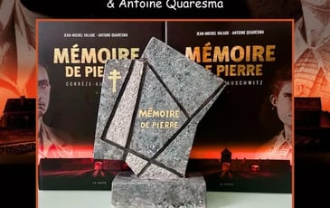 Séance de dédicaces de la bande dessinée "Mémoire de pierre"