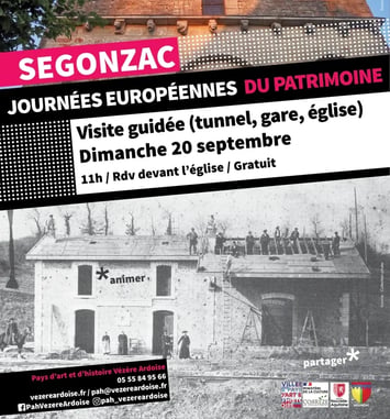 Visite guidée de l'église, la gare et l'ancien tunnel, Segonzac